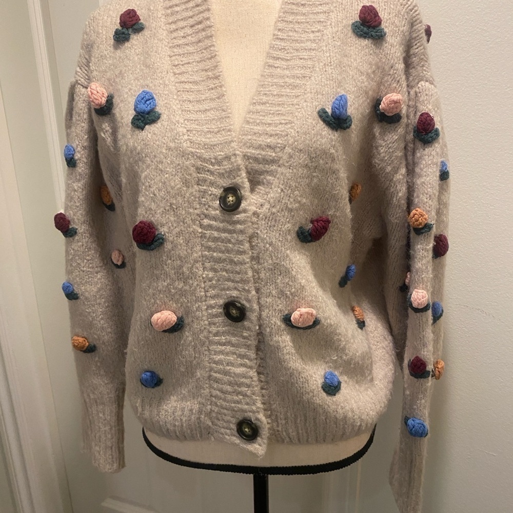 Zara Crochet Floral Knit Cardigan Cottagecore size M - Picture 4 of 16